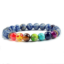 Load image into Gallery viewer, Natural Stone Tiger Eye 7 Chakra Bracelets