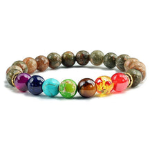 Load image into Gallery viewer, Natural Stone Tiger Eye 7 Chakra Bracelets