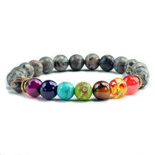 Load image into Gallery viewer, Natural Stone Tiger Eye 7 Chakra Bracelets