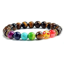 Load image into Gallery viewer, Natural Stone Tiger Eye 7 Chakra Bracelets
